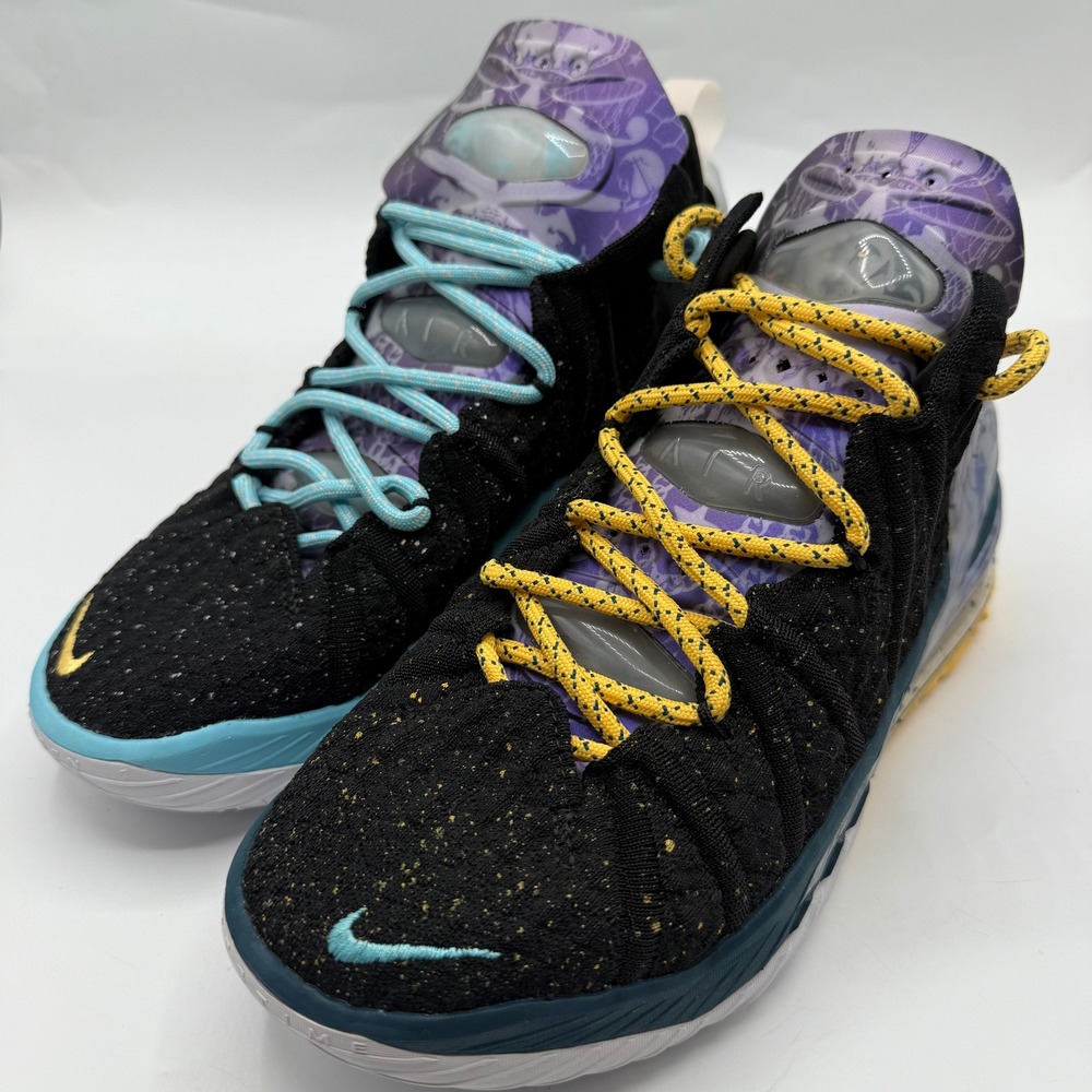 Nike LeBron 18 James Reflections Shoes Black Aqua Basketball Sneakers Euro 37.5‎